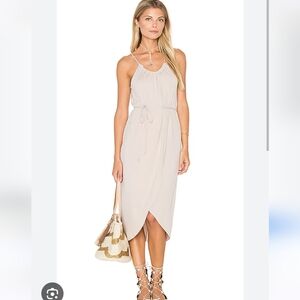 Michael Stars Alina Wrap Front Halter Dress Modal, Tulip Hem, Color Stone, Beige